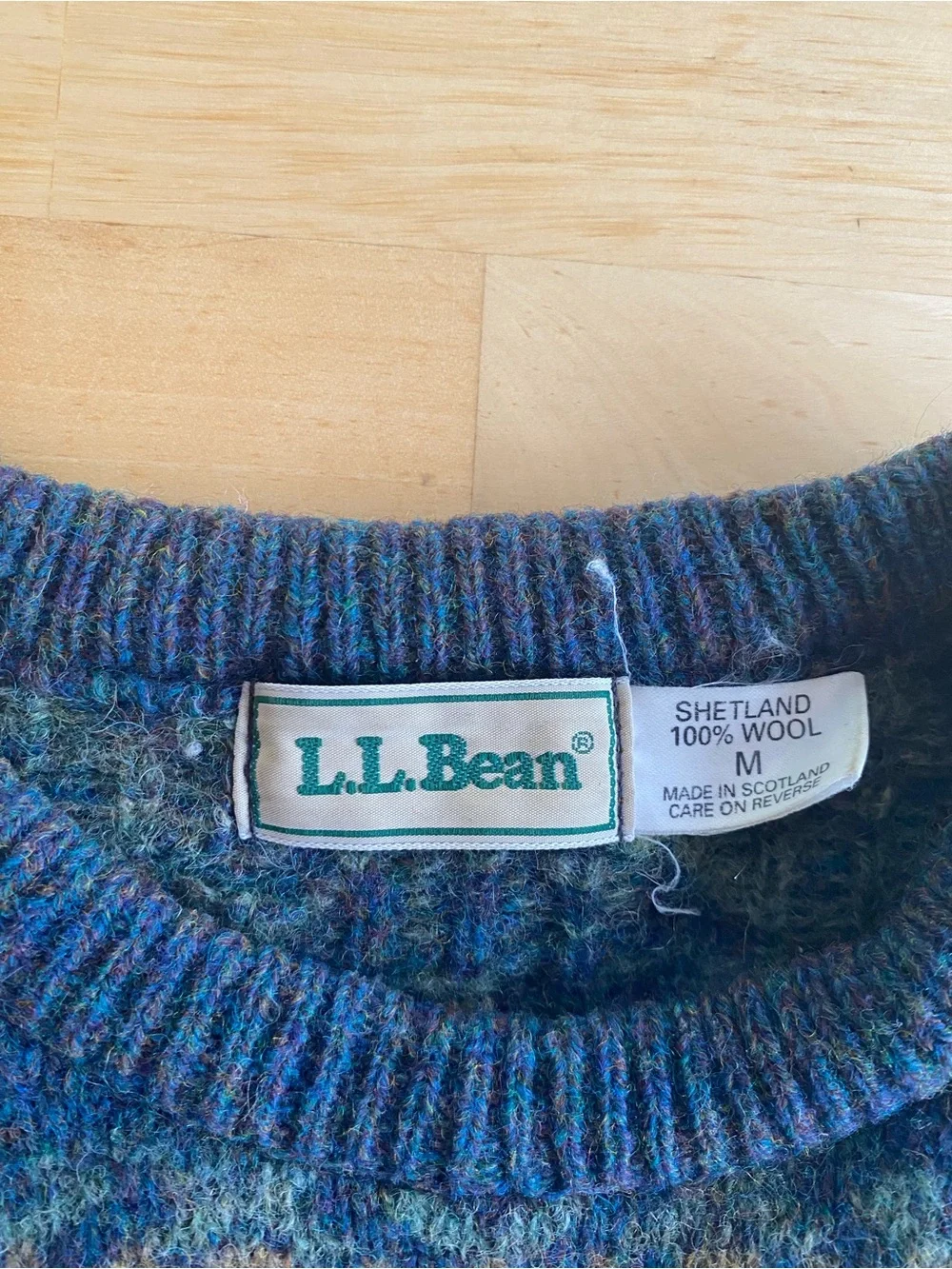 Vintage L.L. Bean Blue Fair Isle Wool Sweater
